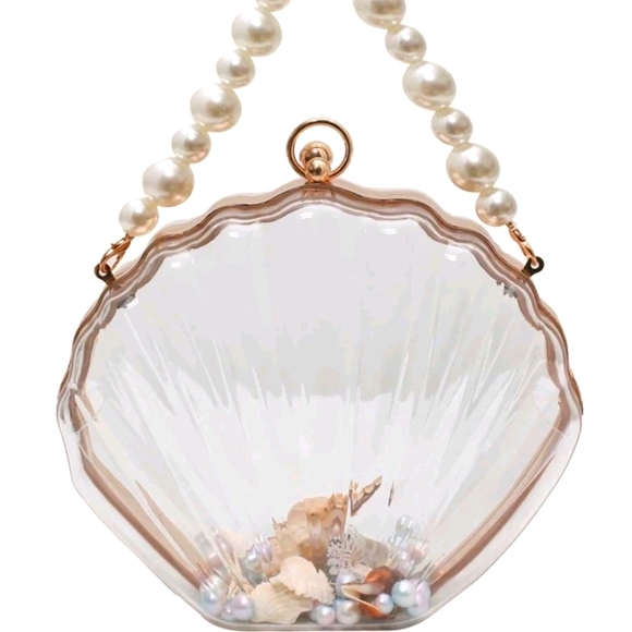 Handbags - CLEARANCE🏝Clear Faux Pearl Clam Shell Decor Bag🏝